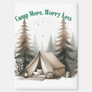 Imán Camp More, Worry Less – Tent Art in the Woods