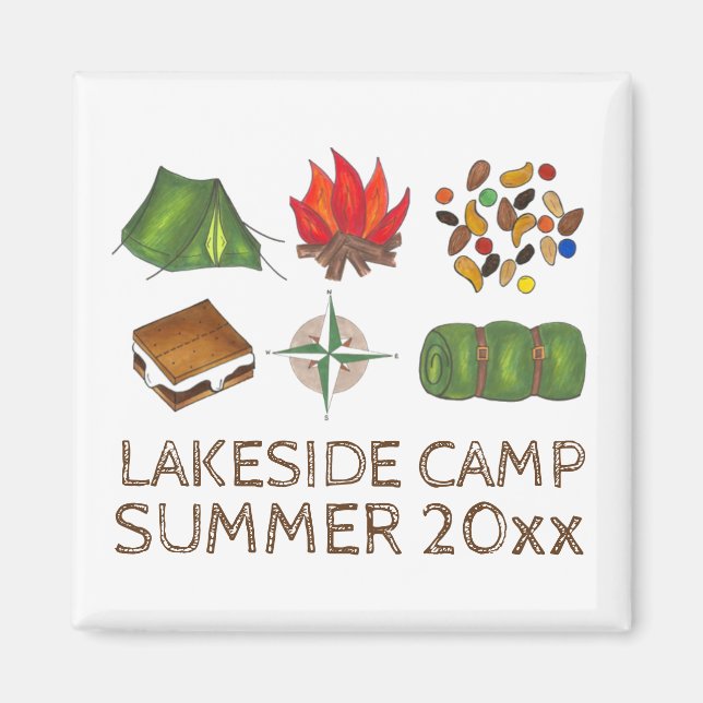 Imán Campamento Camping Compass Campfire Bolsa para dor (Frente)