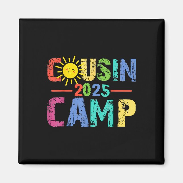 Imán Campamento de primos 2025 Camping Fogata Vacacione (Frente)