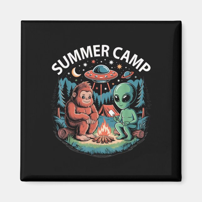 Imán Campamento de verano para niños alienígena ufo dir (Frente)