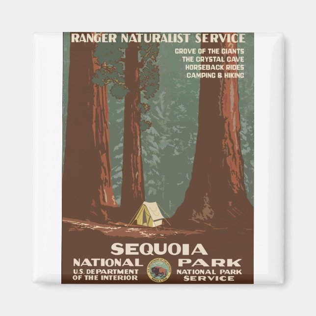 Imán Campamento del Parque Nacional Sequoia, Poster de  (Frente)