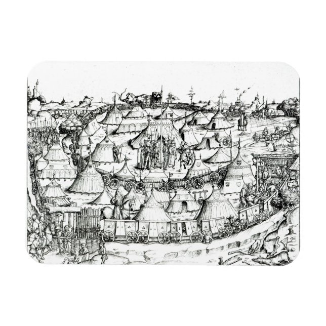 Imán Campamento militar medieval, de un libro, pub. 45, (Horizontal)