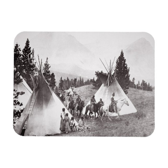 Imán Campamento nativo americano de tepee, Montana, c.1 (Horizontal)