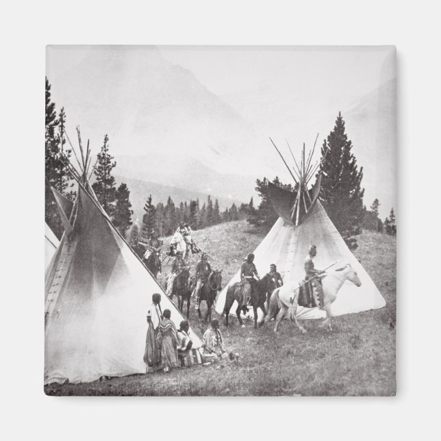 Imán Campamento nativo americano de tepee, Montana, c.1 (Frente)