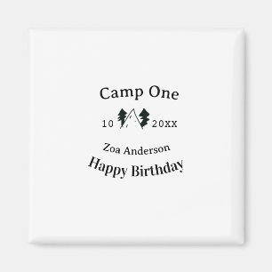 Imán Campamento un feliz cumpleaños nombre fecha campin