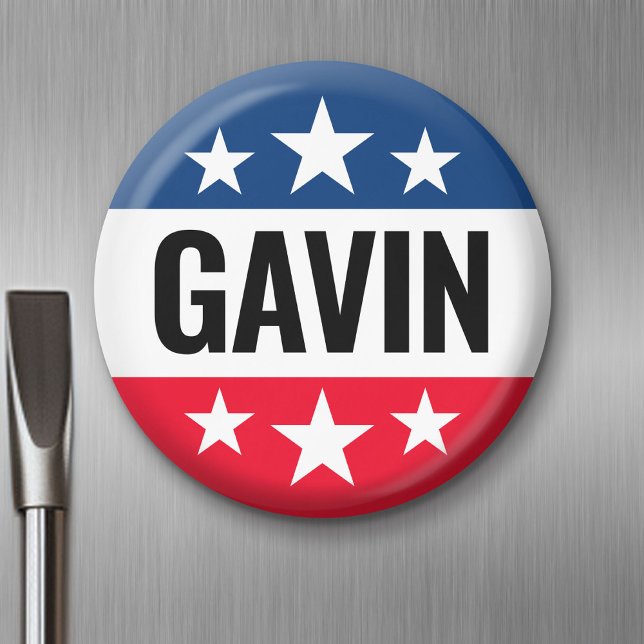 Imán Campaña Gavin Newsom - Diseño de Ike de época (Custom Magnet)
