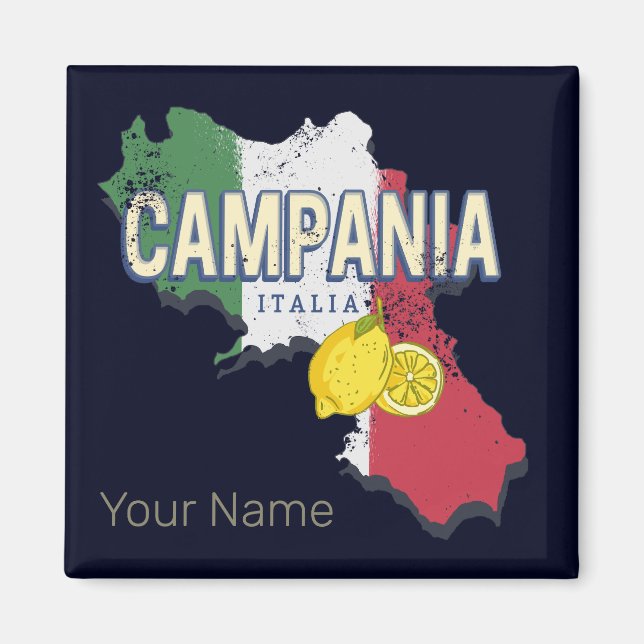 Imán Campania Italia Región Retro Mapa de recuerdos de  (Frente)