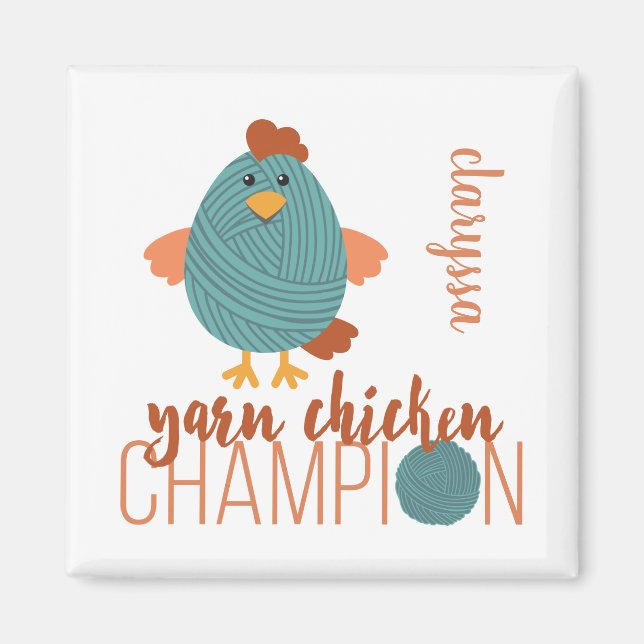 Imán Campeón verde azulado de pollo (Frente)