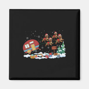 Imán Camper Van Dachshund Dog Sleigh Santa Hat Christma