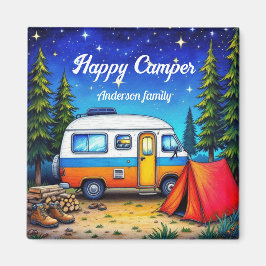 Imán Camping Camper Blue Green Nature Senderismo
