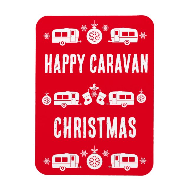 Imán Camping de caravanas felices Navidades (Vertical)