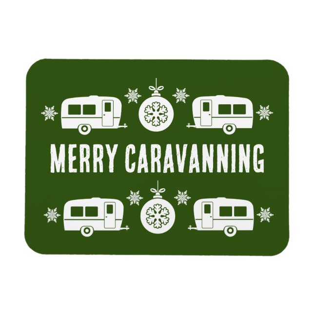 Imán Camping de caravanas felices Navidades (Horizontal)