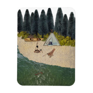 Imán Camping de carpas a orillas del río
