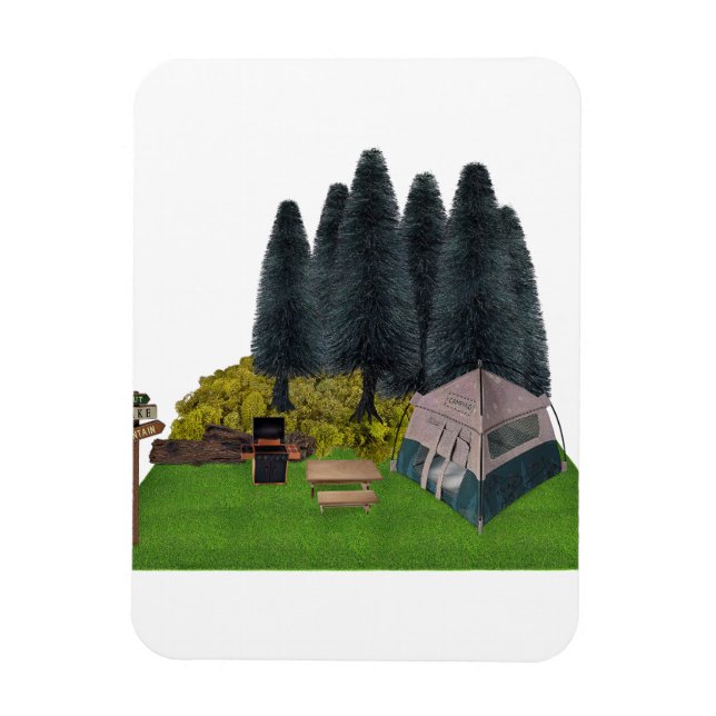 Imán Camping de carpas en el bosque (Vertical)