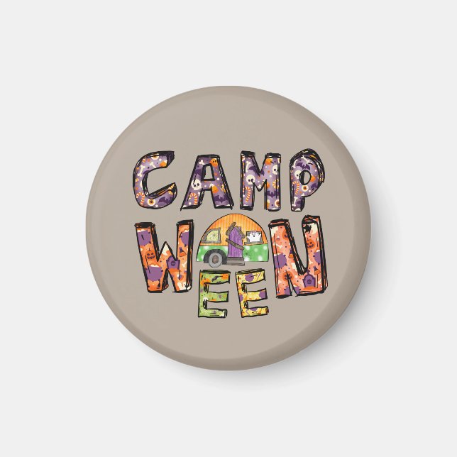 Imán Camping de Halloween | Pun de Word (Frente)