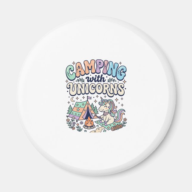 Imán Camping de Unicornios con Sticker Kawaii de Unicor (Frente)
