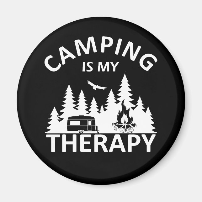 Imán Camping es mi divertido lema de terapia de camper (Frente)