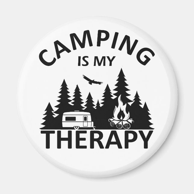 Imán Camping es mi divertido lema de terapia de camper (Frente)