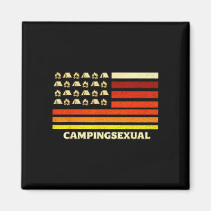 Imán Camping feliz vida de campamento bandera retro tie