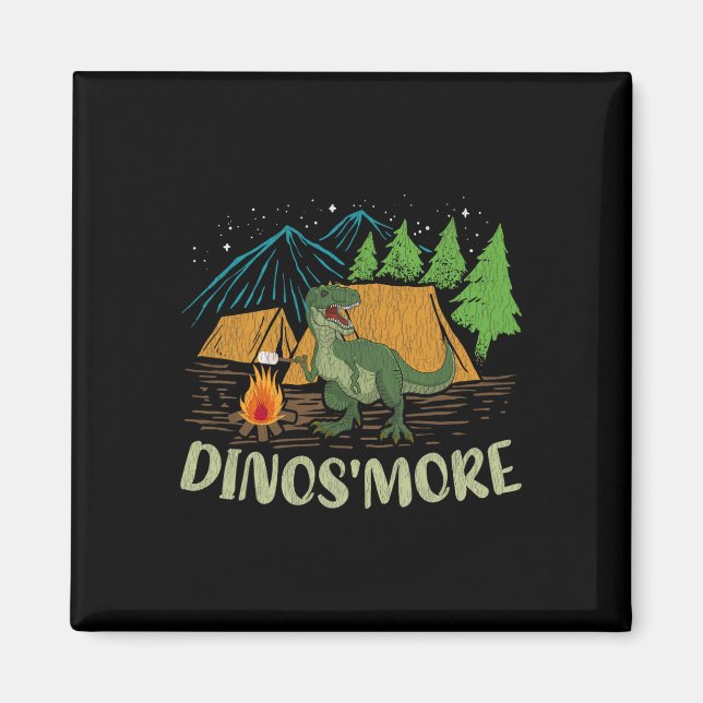 Imán Camping S'more Dinosaur Lover Funny Dinosaur Campi (Frente)