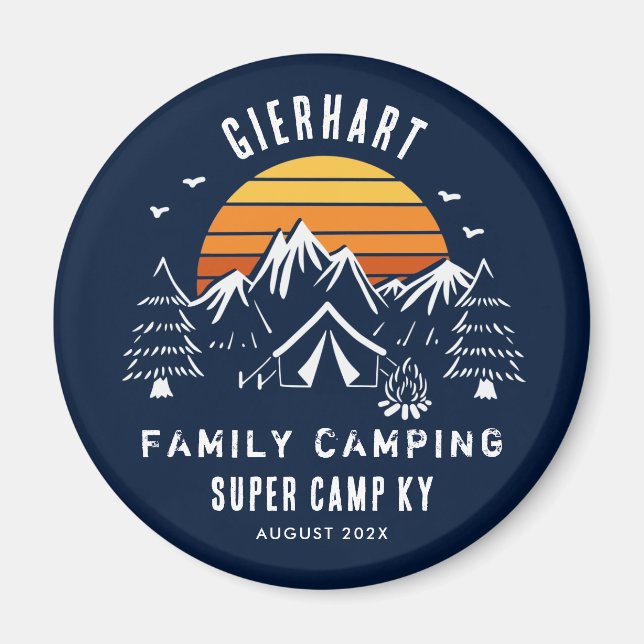 Imán Camping Swag Retro Personalizado vacaciones Keepsa (Frente)