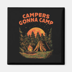 Imán Campistas Van a Acampar Vacaciones de Verano Viaje
