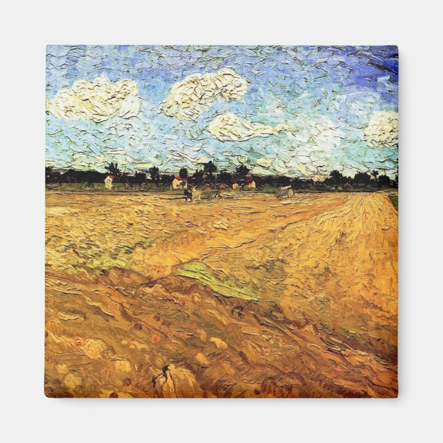 Imán Campo Arado (los Surcos) de Vincent van Gogh (Frente)