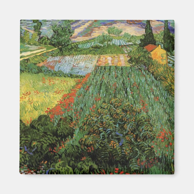 Imán Campo con amapolas por Vincent van Gogh (Frente)