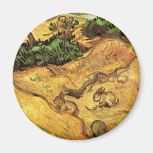 Imán Campo con dos conejos por Vincent van Gogh