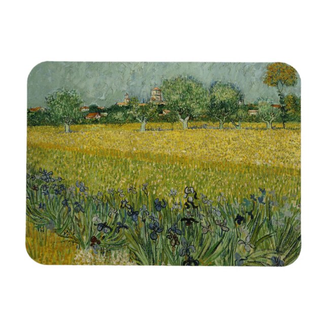 Imán Campo con flores cerca de Arles Premium Magnet (Horizontal)
