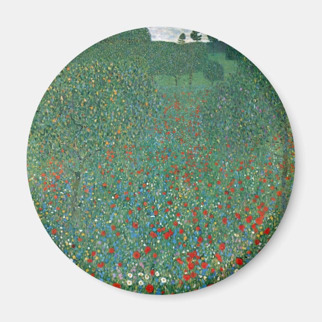 Imán Campo de amapola por Gustav Klimt, Art Nouveau vin (Frente)