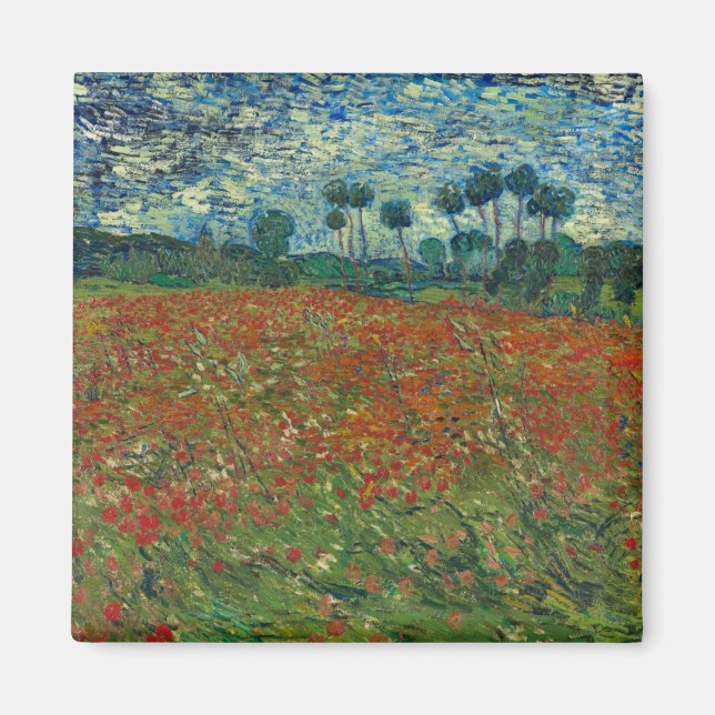 Imán Campo de amapola por Vincent Van Gogh (Frente)