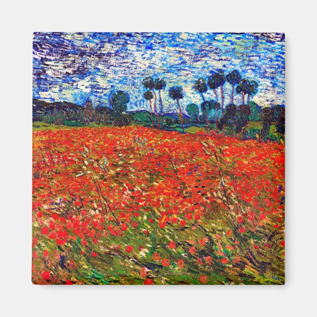 Imán Campo de flores rojas, Van Gogh (Frente)