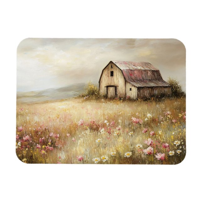 Imán Campo de flores silvestres rusas de grano blanco f (Horizontal)