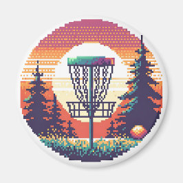 Imán Campo de golf Pixel Art Disc