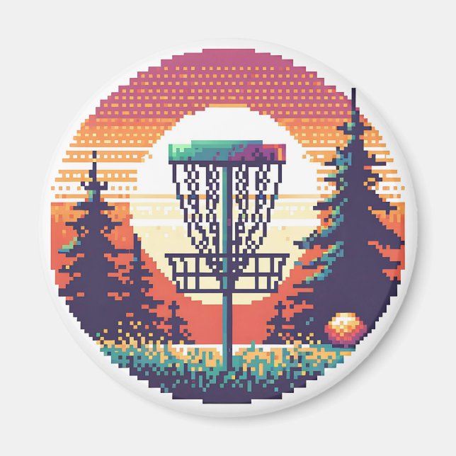 Imán Campo de golf Pixel Art Disc (Frente)