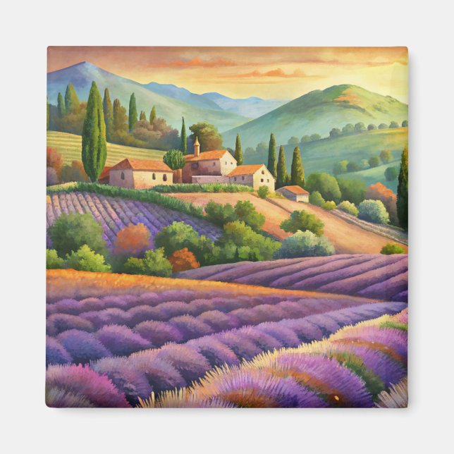 Imán Campo de lavanda en Provenza. (Frente)