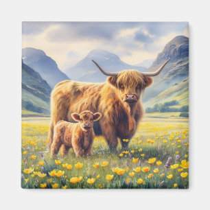 Imán Campo de mariposa de vaca y ternera Highland