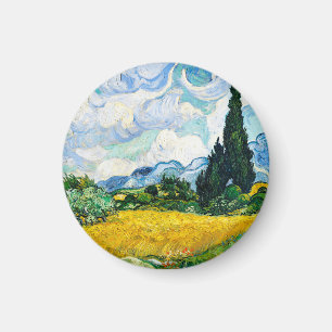 Imán Campo de trigo con cipreses de Vincent Van Gogh