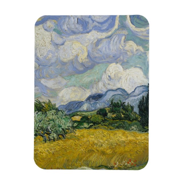 Imán Campo de trigo con cipreses de Vincent van Gogh (Vertical)