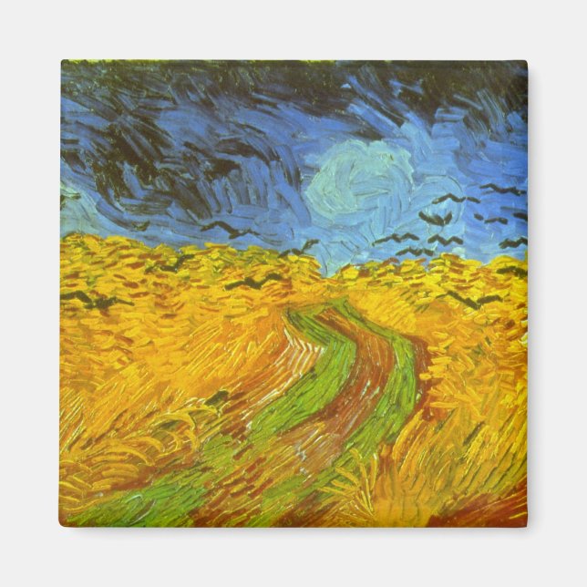 Imán Campo de trigo con cuervos de Vincent van Gogh (Frente)