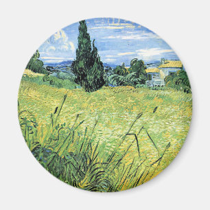 Imán Campo de trigo verde con ciprés,
