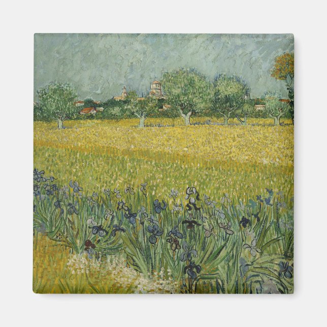 Imán Campo Van Gogh Con Flores Cerca De Arles (Frente)