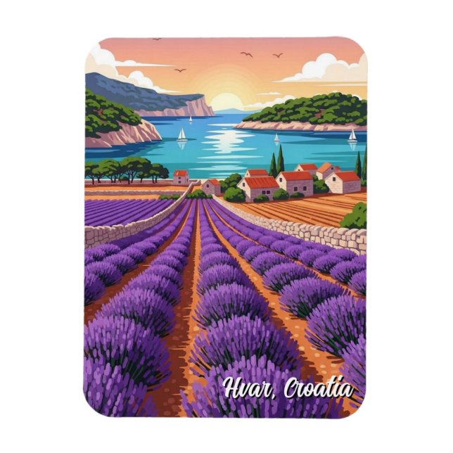 Imán Campos de Lavanda de Hvar Croacia (Vertical)