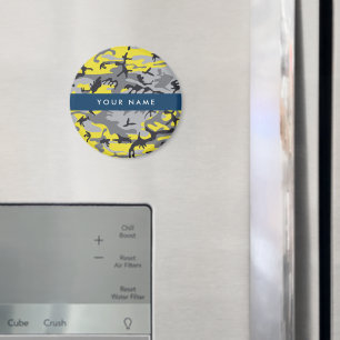 Imán Camuflaje amarillo y gris Tu nombre personaliza