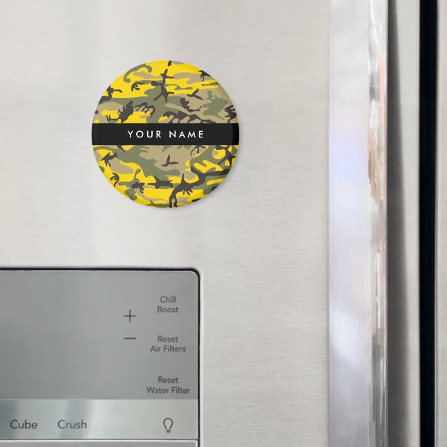 Imán Camuflaje amarillo y verde Tu nombre Personaliza (In situ (nevera))