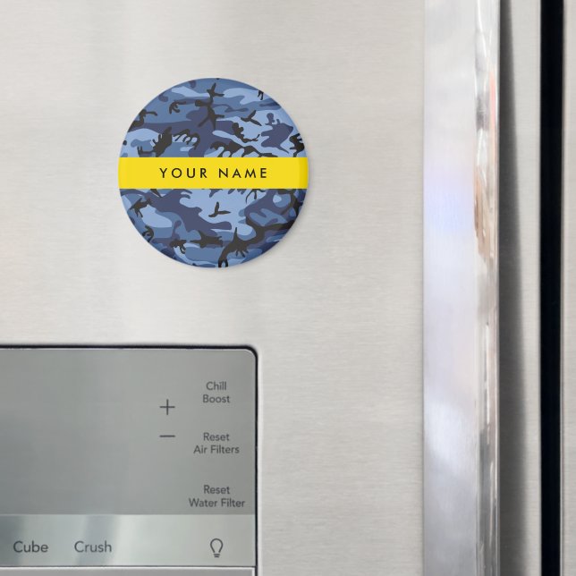 Imán Camuflaje azul marino Tu nombre Personaliza (In situ (nevera))