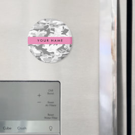 Imán Camuflaje gris de nieve en invierno Tu nombre pers