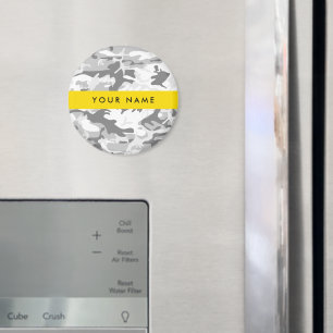 Imán Camuflaje gris de nieve en invierno Tu nombre pers