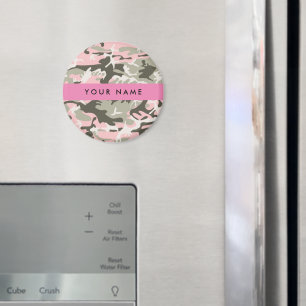 Imán Camuflaje rosa y verde Personaliza tu nombre